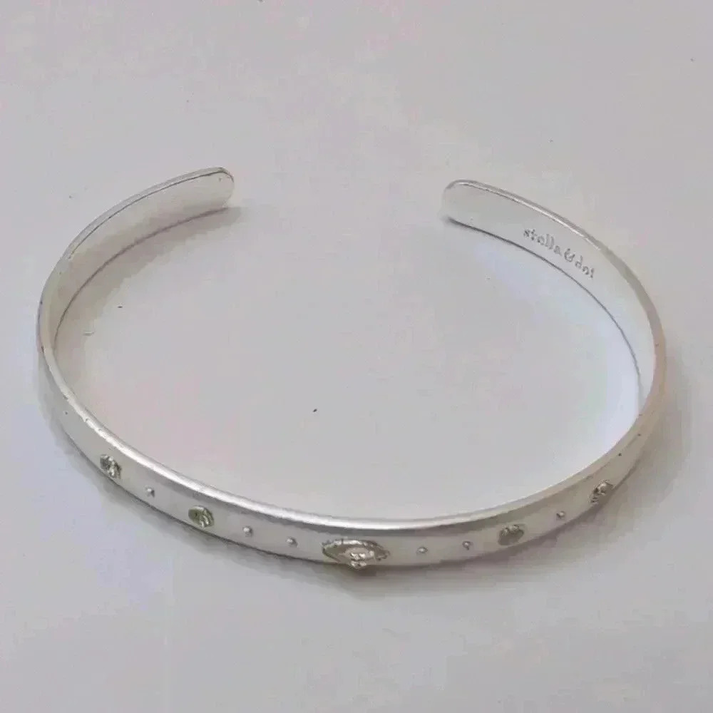 Stella & Dot silvertone metal cuff bracelet excellent used condition bracelet